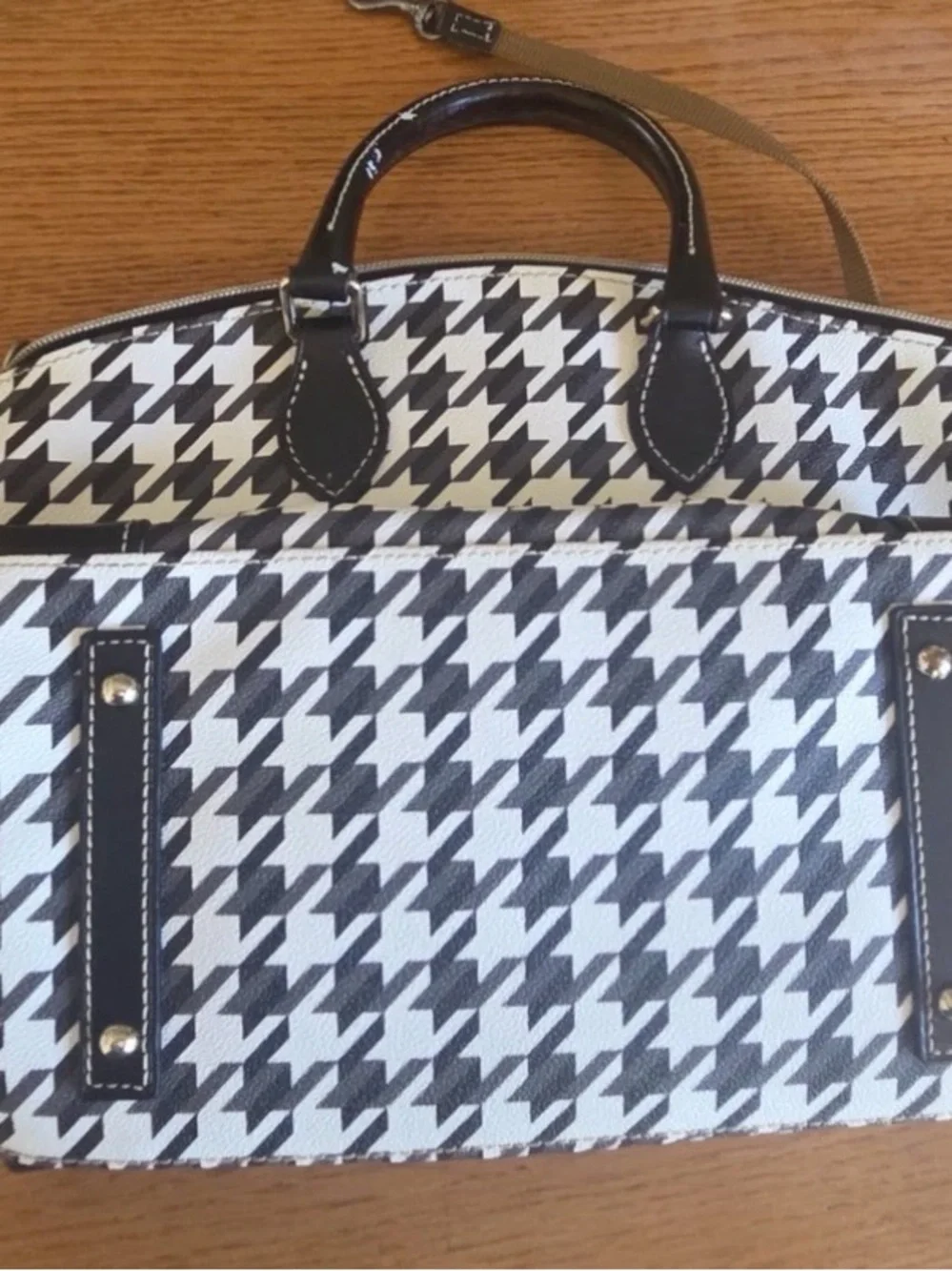 Dooney & Bourke Black and White Houndstooth Satchel